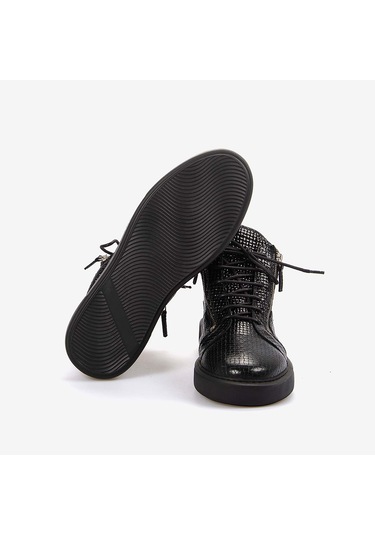 Mocassini Hakiki Deri Erkek Siyah Bot S5 Siyah Örgü