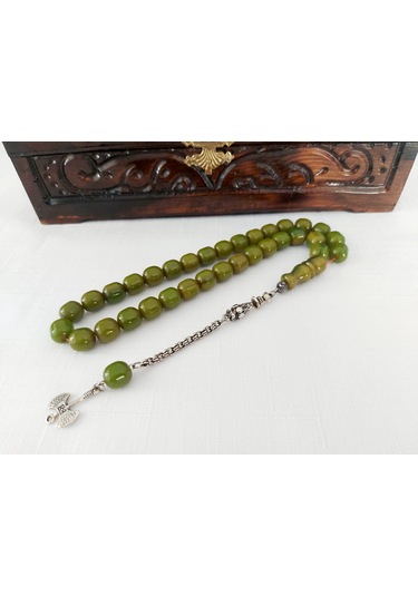 Çubuk Malzemeden Yapılma Küre Kesim Sıkma Kehribar Tesbh11.5x11.5