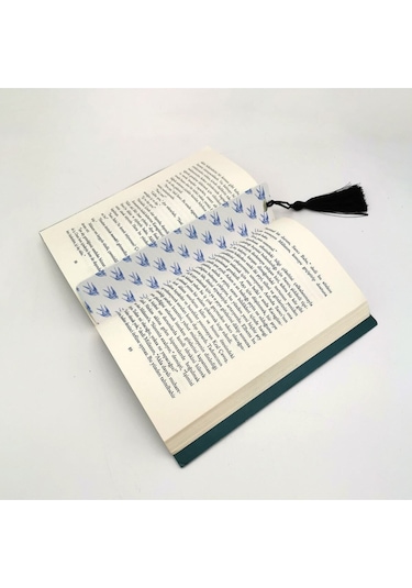 Kırlangıç Desen Baskılı, Püsküllü Kitap Ayracı Bookmark,ayraç-131