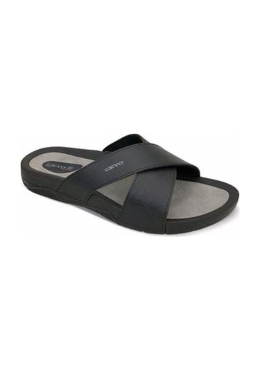 Ceyo 9877 Erkek Çapraz Anatomik Terlik Siyah