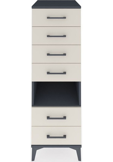 Kronos Dolap Tek Raflı 6 Çekmeceli 44x59x134 Antrasit-aytaşı Antrasit