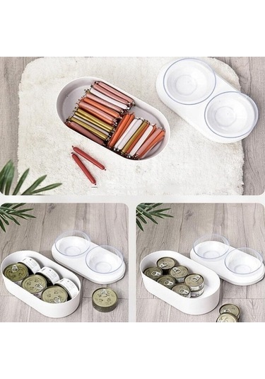 Dm Cbtx Şeffaf Hayvan Kasesi, Tahıl Saklama, Boyun Koruyucu Eğik Çiftli Kase Beyaz