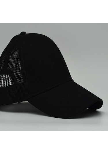 Unisex Ayarlanabilir Siyah Fileli Spor Basic Şapka Siyah