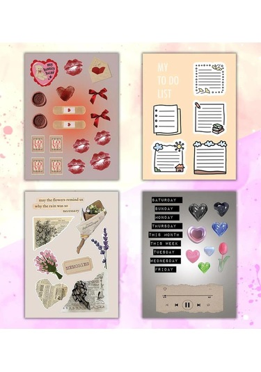 Vintage My Dıy Sticker Book 24 17 Cm 16 Sayfa Özel Tasarım Rengarenk Sticker Kitabı Çok Renkli