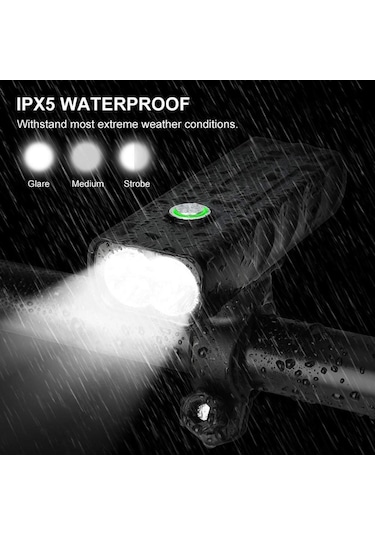 Havana 1000 Lümen Usb Şarjlı Bisiklet Ön Far Işık Fener Siyah