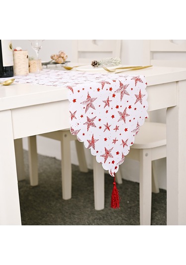 Sones Noel Masa Dekorasyonu Bronz Masa Örtüsü Tatil Dekorasyon Malzemeleri Kırmızı Yıldız Kırmızı
