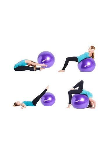 65 CM Pilates Topu Kalın Büyük Boy Pilates Topu Mor