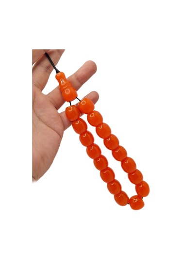 Han Ticarethane Büyük Boy Özel Model Somon Turuncu Renk Efe Maskot Toz Kehribar Tesbih