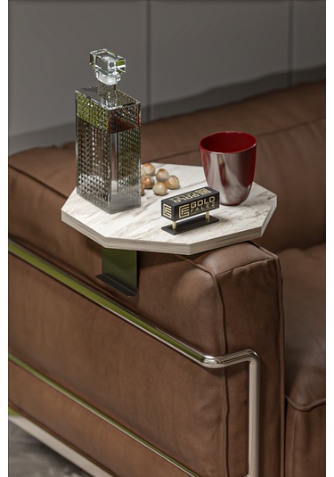 İkili Yan Sehpa Ayarlanabilir Tepsi Sekizgen Efes