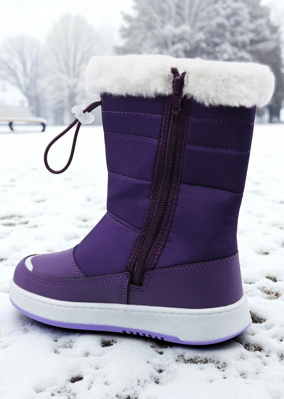 Khayt Astor Sıcak Astar Su Ve Soğuk Dayanıklı Çocuk Kar Botu Mor