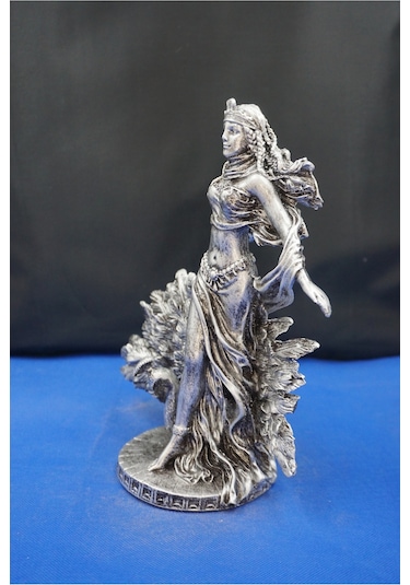 Hera Mitolojik Tanrıça Heykeli 25 Cm Dekoratif Biblo, Ev & Ofis Aksesuarı Gümüş