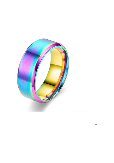 Çok Renkli Titanyum Çelik Mat Yüzük Melanin, Paslanmaz Çelik Erkek Fırçalanmış Yüzük Yüzük 11-8mm