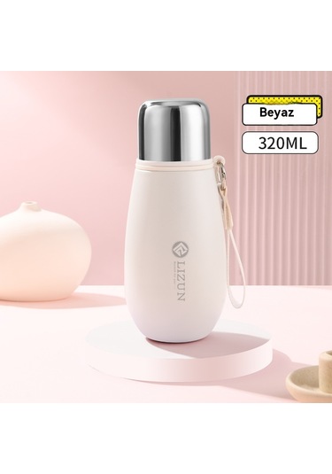 316 Paslanmaz Çelik Termos Bardak Kızlar Yüksek Yüz Değeri Yeni Cep Bardak Gradyan Bayan Öğrenci Taşınabilir Çay Bardağı Beyaz 320ml Beyaz