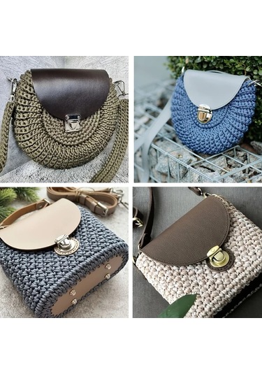 Fochsia 5 Adet Parlak Düz Rastgele Vintage Koyu Desenli Şarap Kırmızısı Çanta Aksesuarı El Örgü Sırt Çantası Tabanı