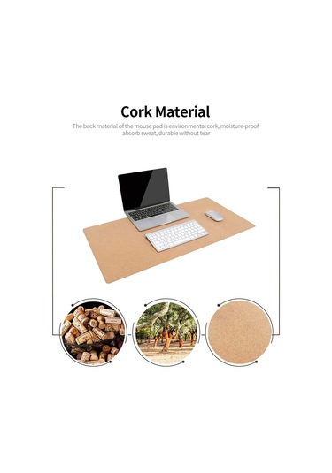 Geeksen Doğal Mantar Ve Pu Deri Masaltı Pedi - Su Geçirmez, Leke Tutmaz, 60x35cm Siyah