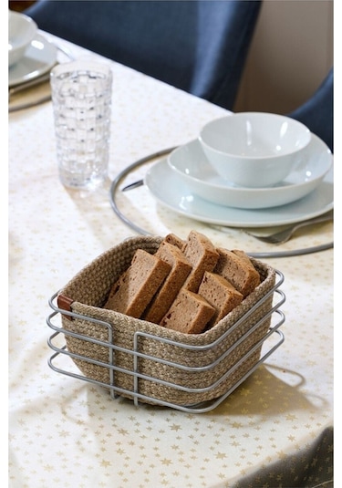 Edora Home 4'lü Gümüş Servis Sunum Seti, Peçetelik, Kağıt Havluluk, Ekmeklik, Nihale - Metal Paslanmaz