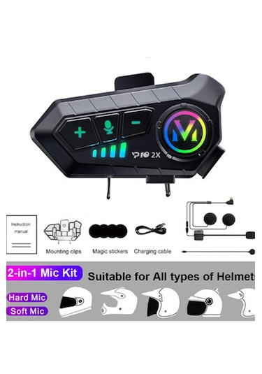 Vothoon Y10 2x Motosiklet Kask Intercom Siyah