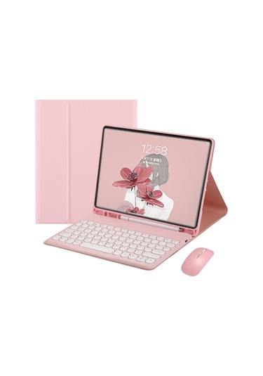 Wezone İpad Kılıfı Bluetooth Klavye Dairesel Tuş + Şarjlı Mouse: Pro 11", 10.2", 9.7", Mini 6 8.3" - Kaliteli Deri, Pencil Dolabı, Kolay Kurulum Diğer