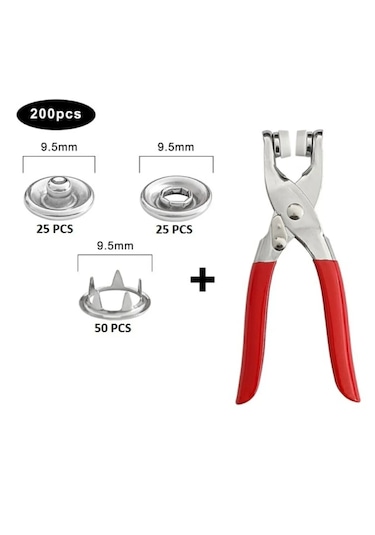 Tineke 9.5 Mm Metal Çıt Çıt, El Pensesi, Set- Gömlek Ve Bebe Çıtç