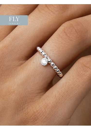 Fly Jewelry 925 Ayar Gümüş Asma Detaylı Yüzük 219530387 Gri