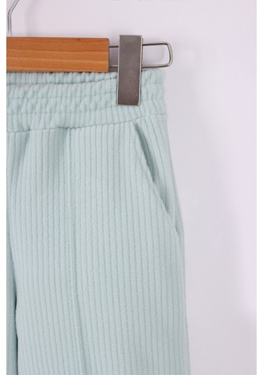 Monox Kız Çocuk Trend Nakışlı Tarz Fitilli Polar Takım Yeşil