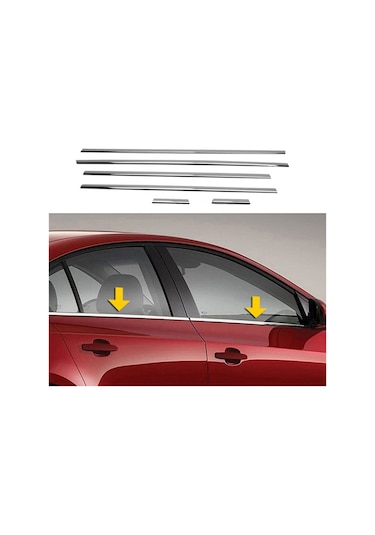 Volkswagen Jetta Uyumlu 2011 Ve Üzeri Krom Cam Çıtası 6 Parça Paslanmaz Çelik