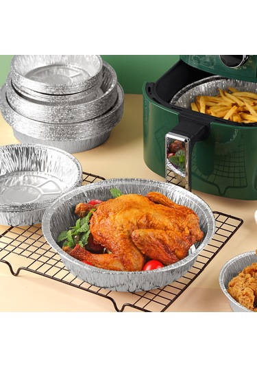 Yuntech01 Evde Fırında Ve Izgarada Kullanan Yemek Pişirme Alüminyum Folyo Tabak, Yağ Geçirmez, Yapışmaz, Tek Kullandım At, 6 İnç Derin, 50 Adet Diğer