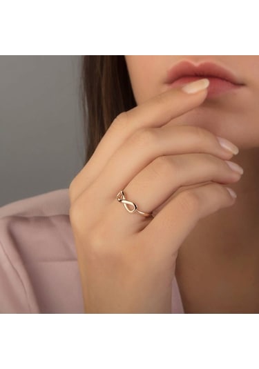 Sonsuz Rose Altın Yüzük Taşsız 14K 377236884