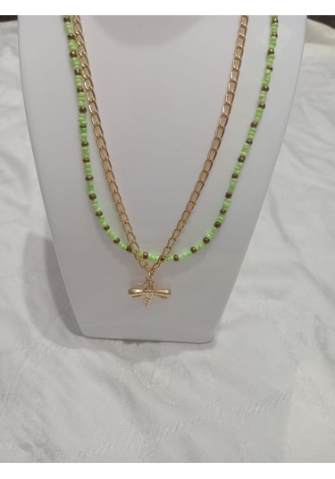 Yusufcuk Uçlu Çift Kolye Yeşil