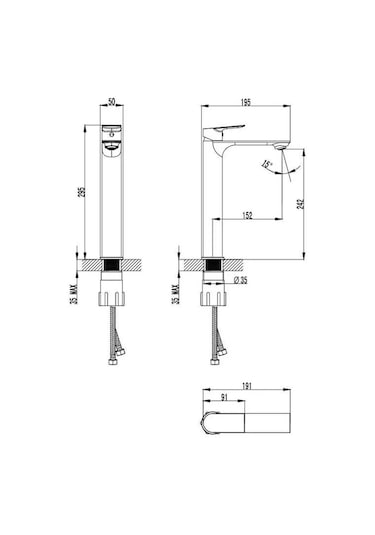 Turkuaz Cerastyle Çanak Lavabo Bataryası Krom Krom