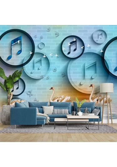 Müzik Nota Temalı Duvar Kağıdı Baskı