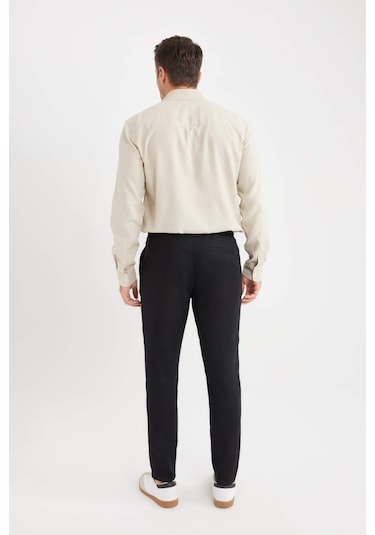 DeFacto Yazlık Jogger Keten Düz Paça Pantolon D7542AX25SPBK34