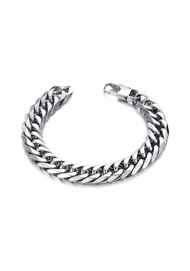 Chavin 8 Mm. 20 Cm. Gri Çelik Erkek Bileklik Dg35 Beyaz