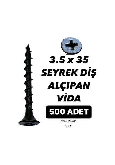 500 ADET 3.5X35 SEYREK DİŞ VİDA ALÇIPAN SIVA VİDASI