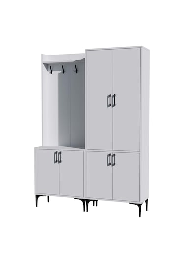 Set 5000-5030 Royal 6 Kapaklı 9 Askılı Portmanto Beyaz
