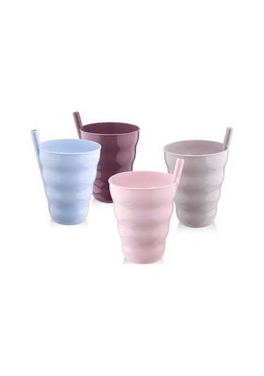 Poşetli Pipetli 3'lü Bardak Ur 3181 Beyaz