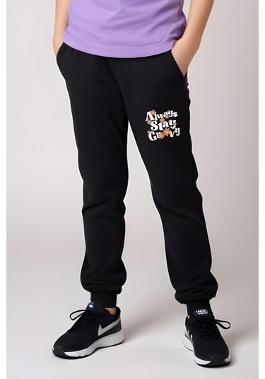 Always Stay Baskılı Kız Çocuk Tişört Ve Eşofman Alt-üst Takım Lila