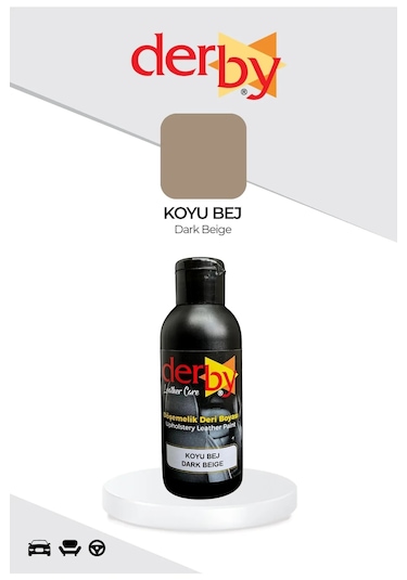 Derby Koyu Bej Deri Döşeme Araç Direksiyon Koltuk Boyası 100 Ml