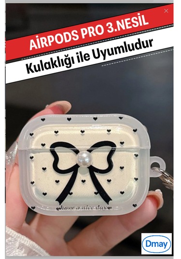 Airpods Pro 3. Nesil 2025 Uyumlu Tasarımlı Preminum Kılıf 1.kalite Son Çıkan Şeffaf Siyah