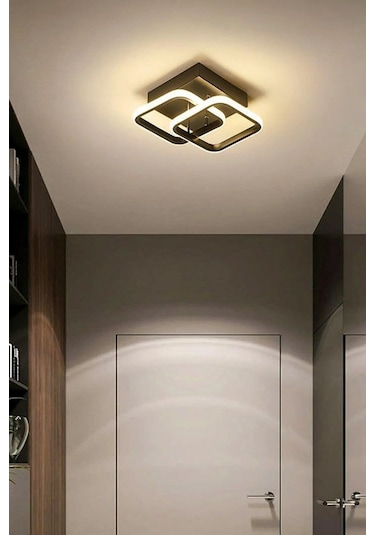 Kira Modern Tasarım Siyah Renk Salon - Mutfak - Hol Beyaz Led... Siyah