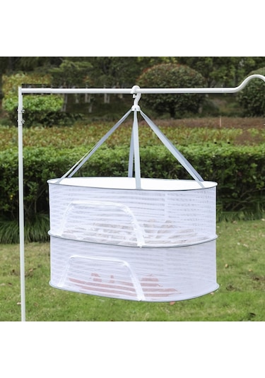 50 X 70 Cm Katlanabilir Kurutma Balıkçılık Sebzeler Balık Ağı Asılı Giysiler Kurutma Depolama Rafı, Spec: 2 Katmanlar Çok Renkli