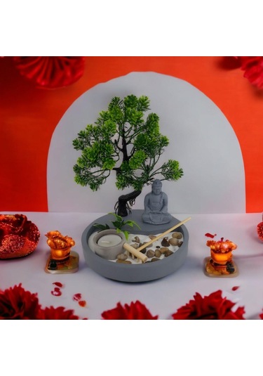 T.concept Mini Buda Heykeli Yuvarlak Zen Bahçesi