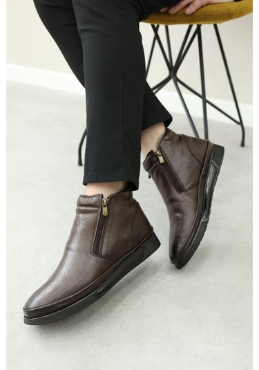 Hakiki Deri Kürklü Erkek Spor Bot 724kma22 Kahve