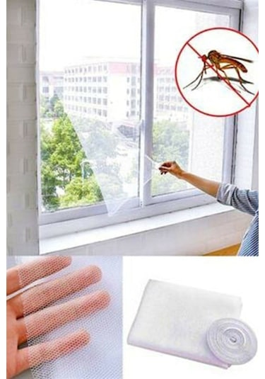 Yapışkanlı Sineklik Cırt Bantlı Pencere Sinekliği, Tül , 125 X 150 Cm. Beyaz Yapışkanlı Tül