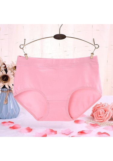 Siyah Fallsweet Kadın Pamuk Külot Katı Orta Bel Külot Rahat Günlük Giyim Bayan Külot Siyah