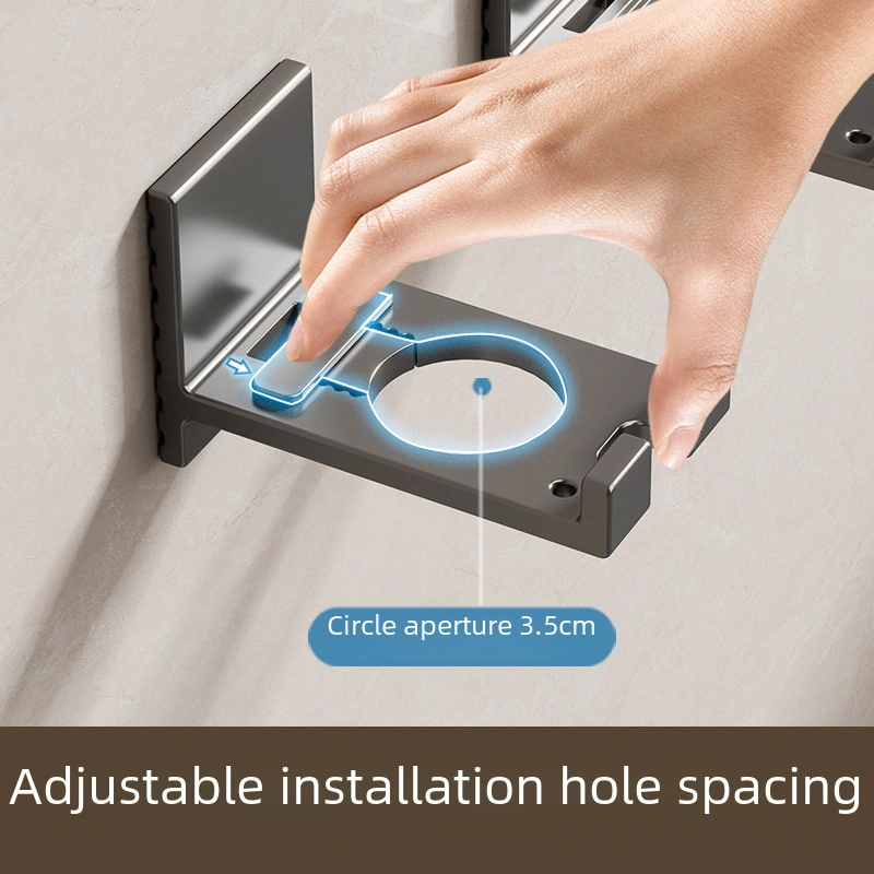 Monyee Banyo Duş Jeli Rafı - Delme Yok Kurulum - Şampuan, Sabun, El Şampuanı Tutucu - Duvar Takılı Ahşaplı 2 Adet Gri Diğer