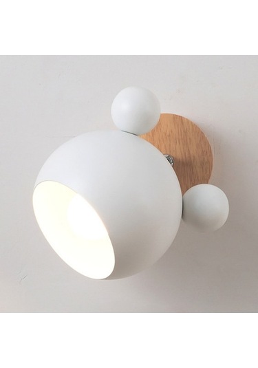 Rogfer Yaratıcı Karikatür E27 Led Başucu Geçişi İçin Sıcak Beyaz Işık Duvar Lambası Beyaz Beyaz