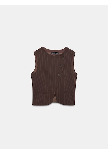 Dilvin 60604 Asimetrik Kesim Yelek-kahve Kahve