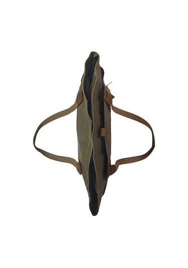 Vintage Salaş Design Su Geçirmez Kanvas Deri Günlük Okul Gezi Omuz Kol Çantası 35x28cm Camel