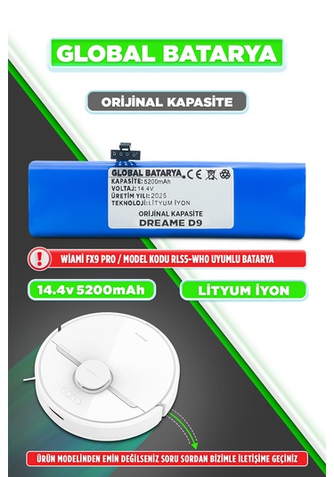 Dreame D9 Uyumlu Batarya 5200mah